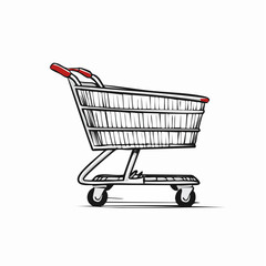 Shopping Cart in White Background Side View