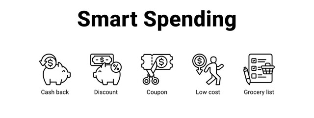 Fototapeta premium Smart Spending web banner icon vector illustration concept , with icon of Cash back, Discount, Coupon, Low cost.