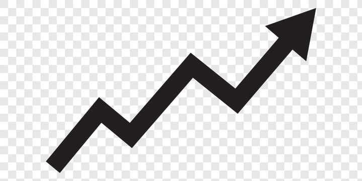 green arrow graph moving upward direction concept of economic stock market business, share, stock, financial growth transparent background