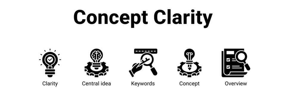 Concept Clarity web banner icon vector illustration concept ,  with icon of Clarity, Central idea, Keywords.