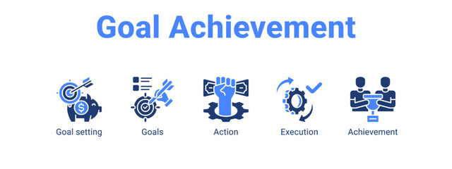 Goal Achievement web banner icon vector illustration concept ,  with icon of Goal setting, Goals, Action.