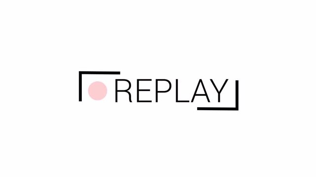 Video camera replay screen animation overlay on a transparent background, Simple replay sign animation. Alpha channel 4K video.
