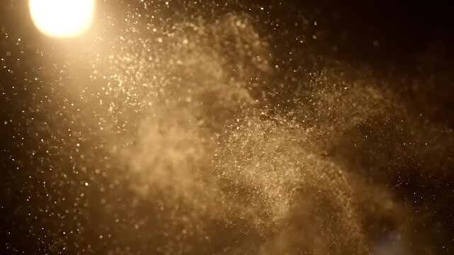 Dust Particles Floating in Sunlight Beam.