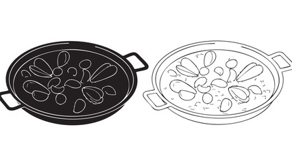 Cooking pan with food silhouette on transparent background