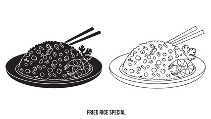 Fried rice special dish silhouette on transparent background