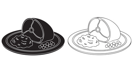 Black and white cloche hat on transparent background silhouette