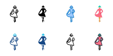 Fashion Show icons set multiple style collection. Editable stroke 
