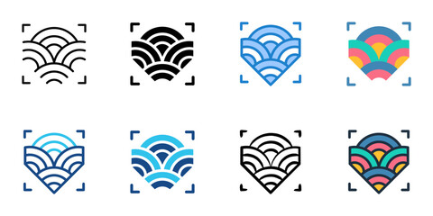 Pattern Design icons set multiple style collection. Editable stroke   © Gravisio