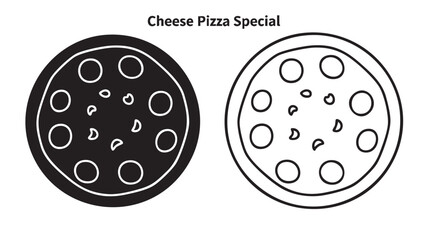Cheese pizza special silhouette on transparent background