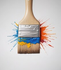 Close-up of isolated paint brush stroke on white background,  color, painting