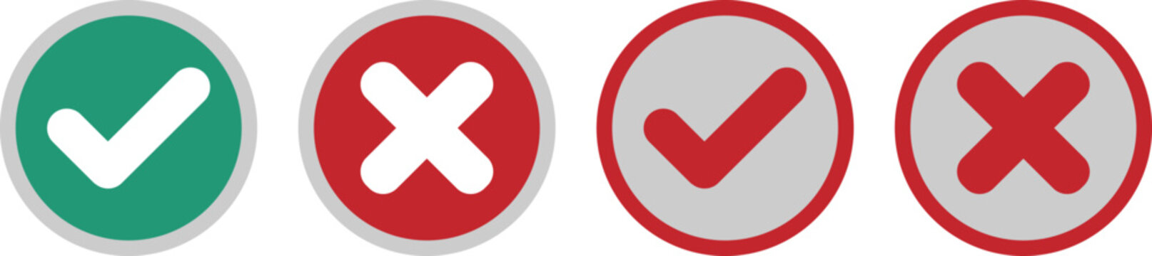 A clear visual display of green checkmark and red cross icons in different styles