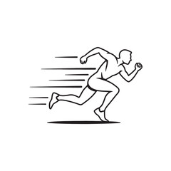 Minimalist Running Man Icon Dynamic Line Art Fitness Vector
