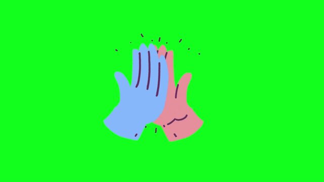 High five hand gesture animation on green screen