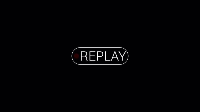 Video camera replay screen animation overlay on a transparent background, Simple replay sign animation. Alpha channel 4K video.
