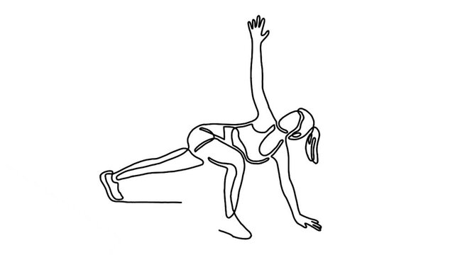 continuous line animation of woman yoga pose