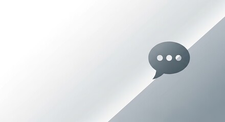 A gray and white striped background with a gray speech bubble icon.