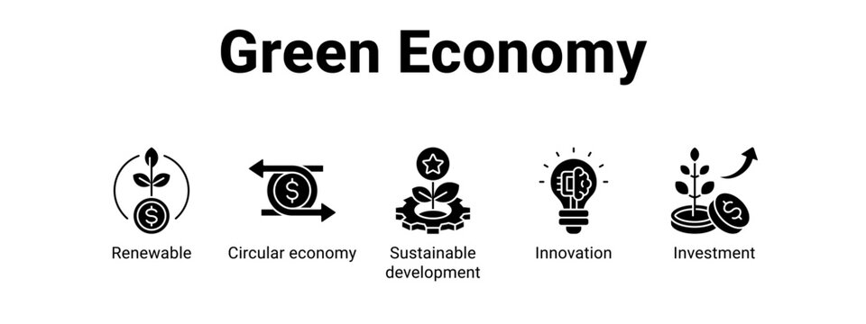 Green Economy web banner icon vector illustration concept ,  with icon of Renewable, Circular economy, Sustainable development.