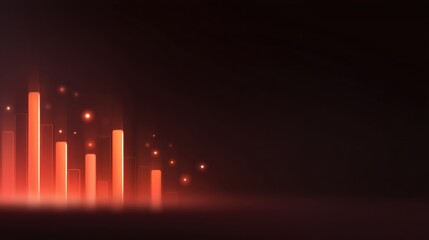 Fototapeta premium Abstract vibrant bar chart with glowing elements on a dark background representing data analysis, growth, and financial advancement in digital format