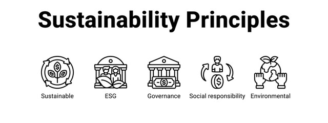 Obraz premium Sustainability Principles web banner icon vector illustration concept , with icon of Sustainable, ESG, Governance, Social.