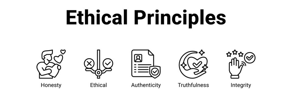 Ethical Principles web banner icon vector illustration concept ,  with icon of Honesty, Ethical, Authenticity.