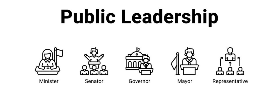 Public Leadership web banner icon vector illustration concept ,  with icon of Minister, Senator, Governor.