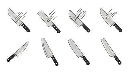 Obraz premium Knife Sharpening Stages: From Dull to Sharp Vector Illustration