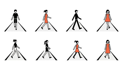 Diverse People Walking on Pedestrian Crosswalks