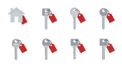 Obraz premium Set of House Keys with Red Tags