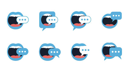 Open Mouths with Speech Bubbles Icons