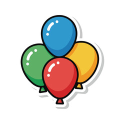 A cluster of four colorful balloons © Oke