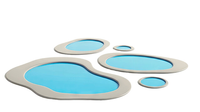 Abstract Puddles of Water with Grey Borders