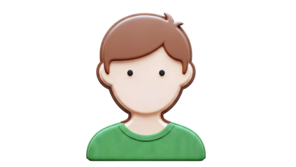 3D Cartoon Boy Avatar with Brown Hair and Green Shirt