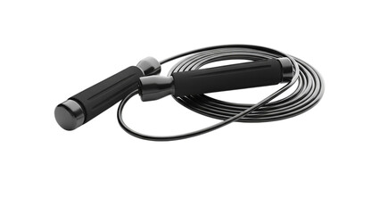 Black Jump Rope Isolated on White Background