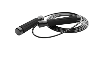 Black Jump Rope Isolated on White Background