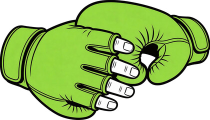 Vibrant green boxing glove and open-finger mma glove illustrating combat sports Transparent Background