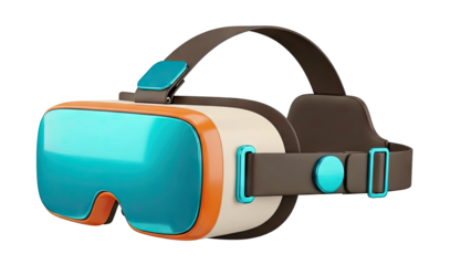 Modern Virtual Reality Headset with Blue and Orange Accents