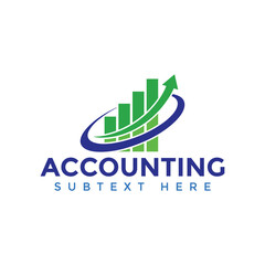Professional accounting logo with green arrow and blue text