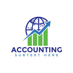 Accounting logo with globe and growing graph