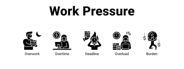 Work Pressure web banner icon vector illustration concept ,  with icon of Overwork, Overtime, Deadline.