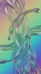 Fototapeta premium Vibrant fluid dynamics in shimmering rainbow colors gradient background