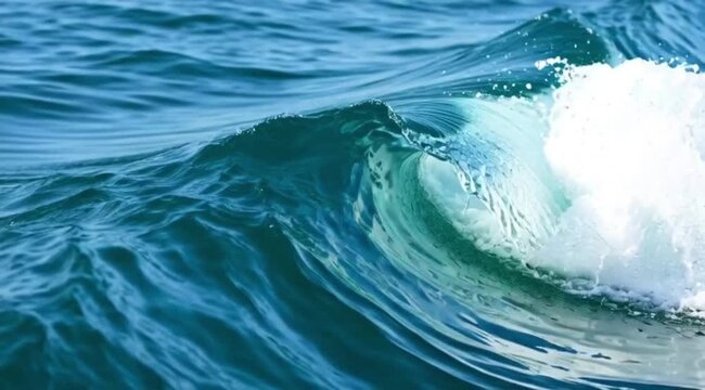 Clear liquid water splash with blue ocean waves and white foam texture isolated on a white background depicting motion and nature