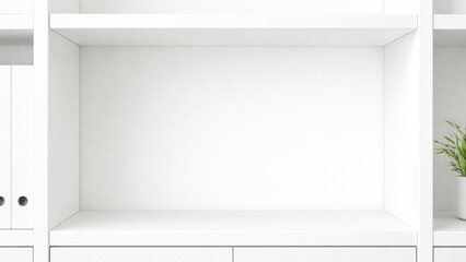 Minimal White Shelf Interior with Copy Space