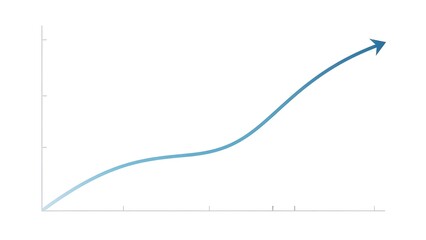 Clean Blue Curve Graph on Coordinate Axis Illustrating Smooth Steady Growth and Mathematical Function