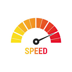 Speed indicator with a needle in the red zone, showing high speed or maximum performance