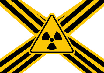 Fototapeta premium Radioactive warning sign with hazard stripes, danger and caution symbol