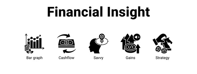 Fototapeta premium Financial Insight web banner icon vector illustration concept , with icon of Bar graph, Cashflow, Savvy.