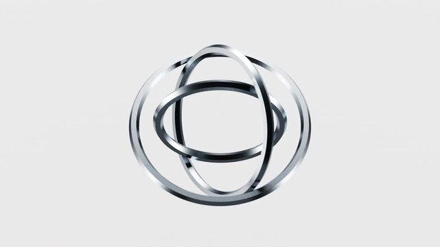Silver Chrome Gyroscope Spinning on White - Future Technology Loop