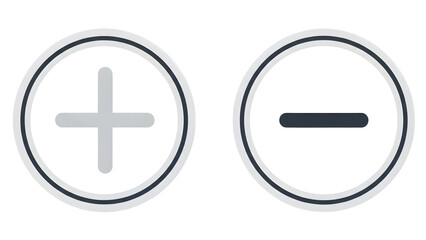 A simple graphic illustration of plus and minus buttons on a black background
