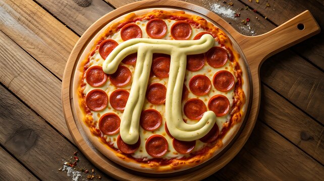 Pizza with pi symbol creative food and mathematics concept
