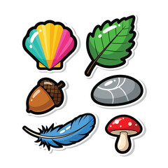 A set of six nature stickers © ya